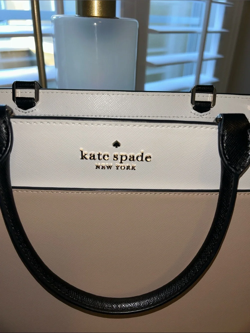 kate spade Two-Tone Cream and White Satchel with Black Trim- EUC - Picture 2 of 15